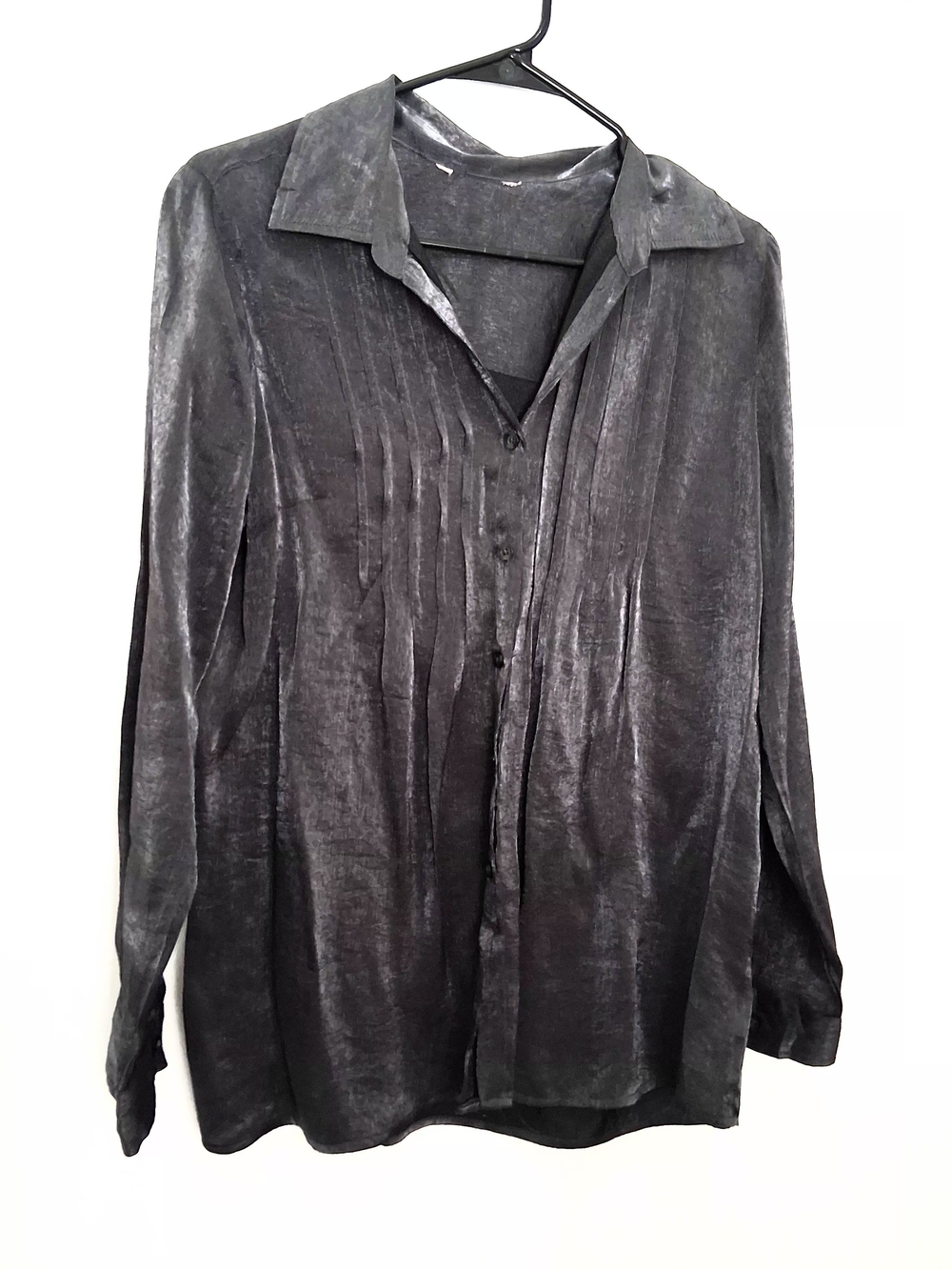 Gray Charcoal Shimmery Button-Down Shirt Size Small